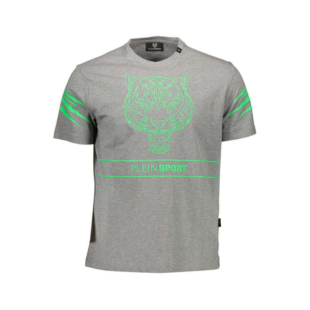 Plein Sport Brown Cotton Men T-Shirt with bold print and contrasting details, featuring Plein Sport logo for a trendy, exclusive look.