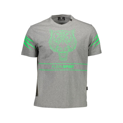 Plein Sport Brown Cotton Men T-Shirt with bold print and contrasting details, featuring Plein Sport logo for a trendy, exclusive look.