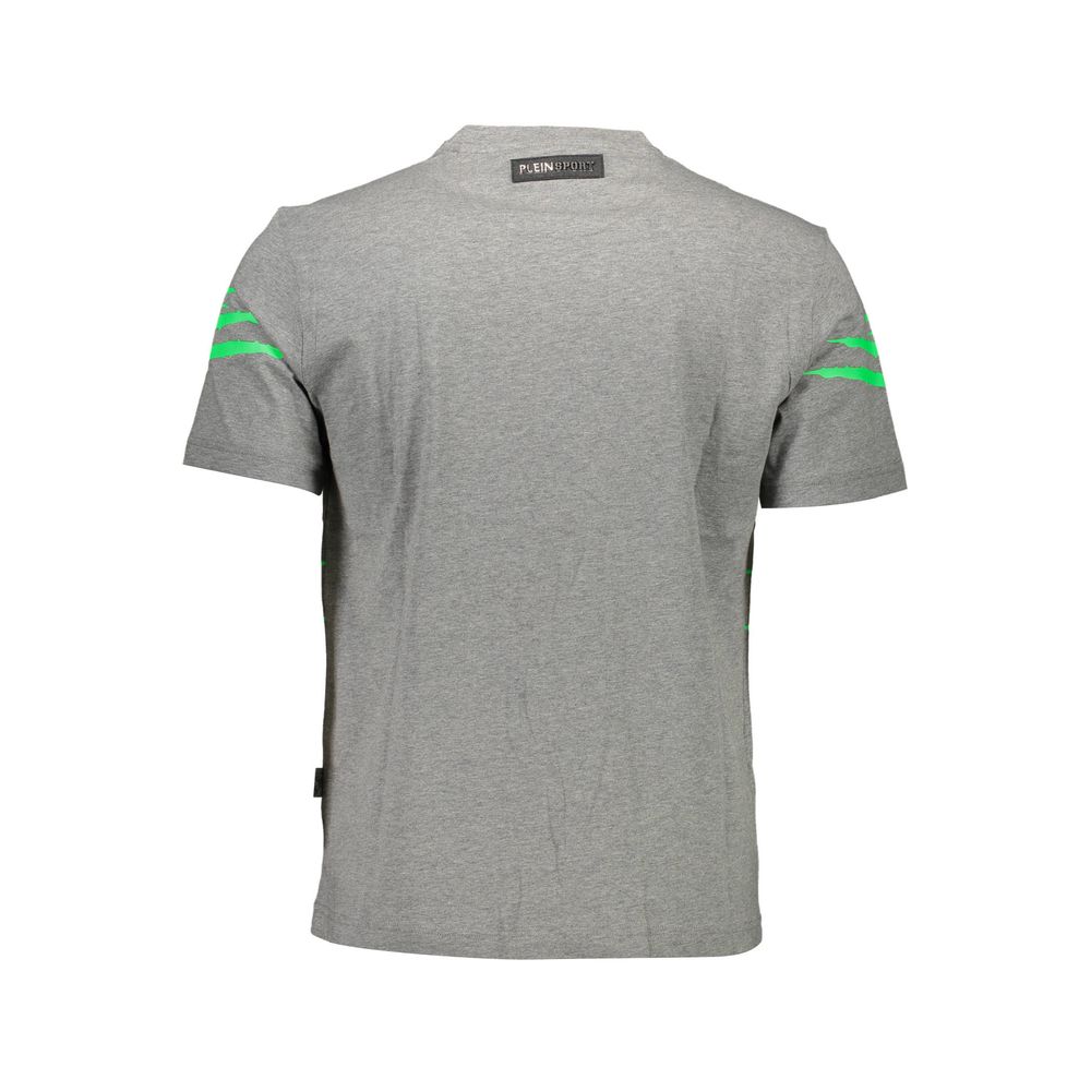 Back view of Plein Sport Brown Cotton Men T-Shirt with green accents