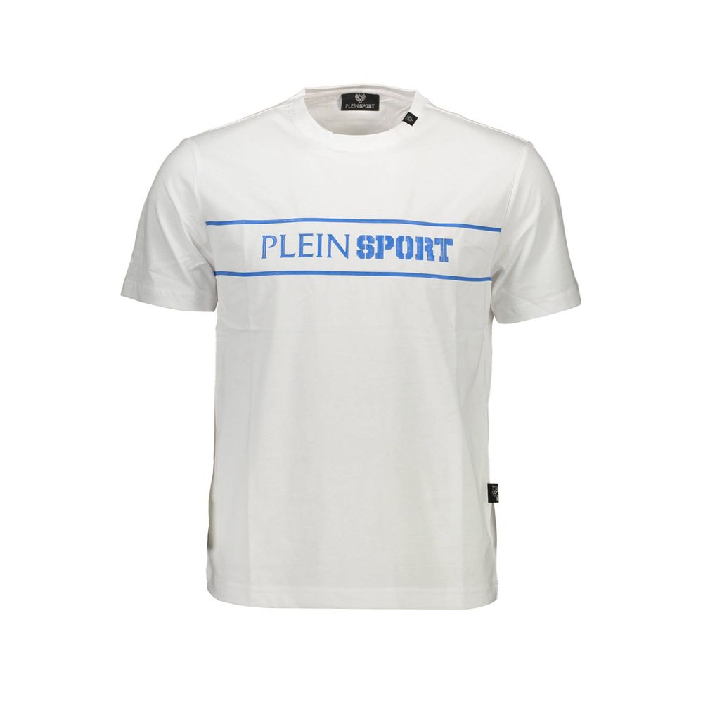 Plein Sport White Cotton Men T-Shirt with contrasting print and logo