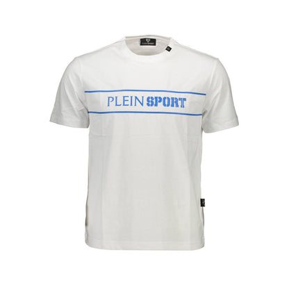 Plein Sport White Cotton Men T-Shirt with contrasting print and logo