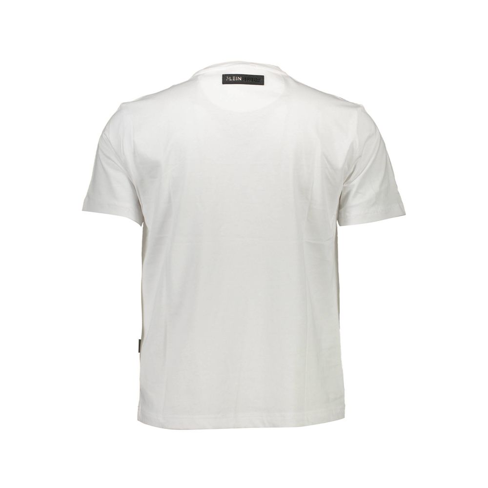 Alt Tag: Plein Sport White Cotton Men T-Shirt with standout logo and modern design.