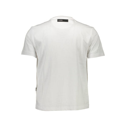 Alt Tag: Plein Sport White Cotton Men T-Shirt with standout logo and modern design.