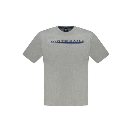North Sails gray cotton men's t-shirt with crew neck and bold logo print, showcasing nautical heritage and luxurious comfort.