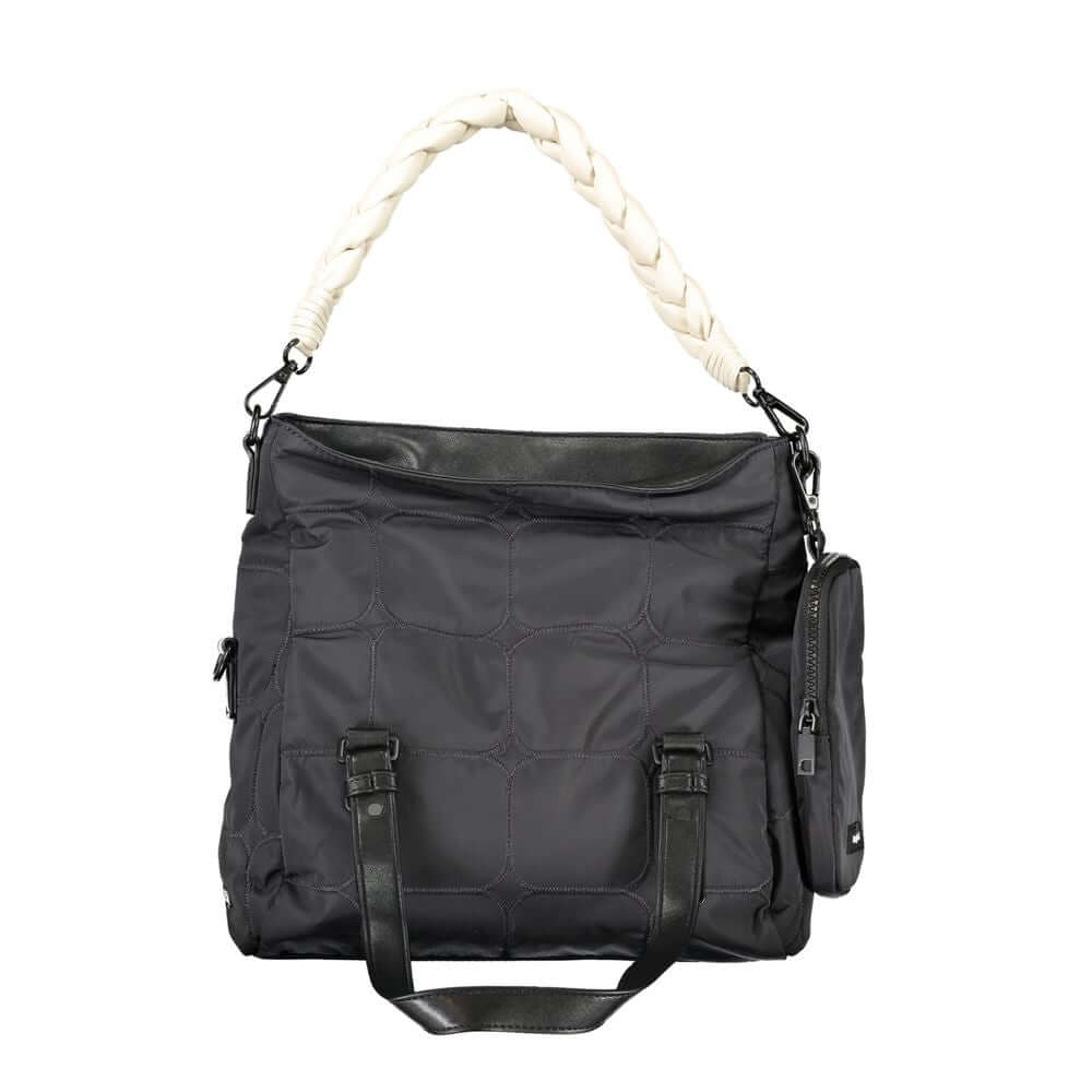 Front view with bag zipped and handles upright.