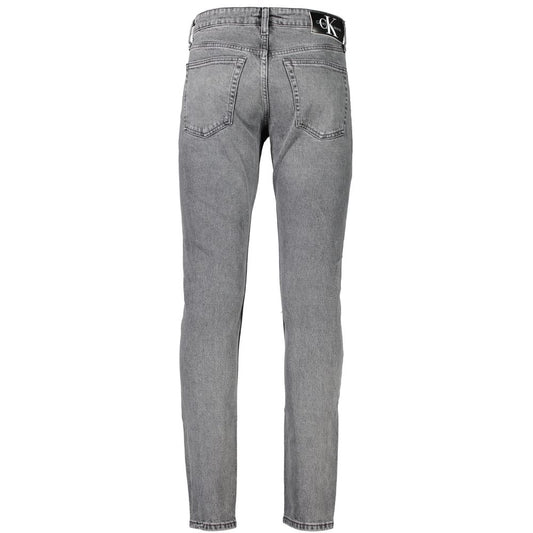 Calvin Klein Gray Cotton Men's Slim Taper Jeans with Recycled Fabric, Back View