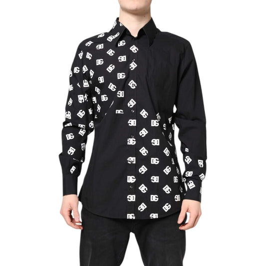 Dolce & Gabbana Black DG Logo Cotton MARTINI Dress Shirt TSH87766-44