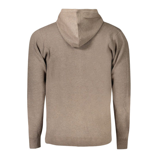 Rear view of Norway 1963 brown polyamide men's cardigan with hood, showcasing timeless style and high-quality craftsmanship.