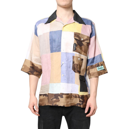Dolce & Gabbana Multicolor Patchwork Short Sleeve Shirt TSH87770-40