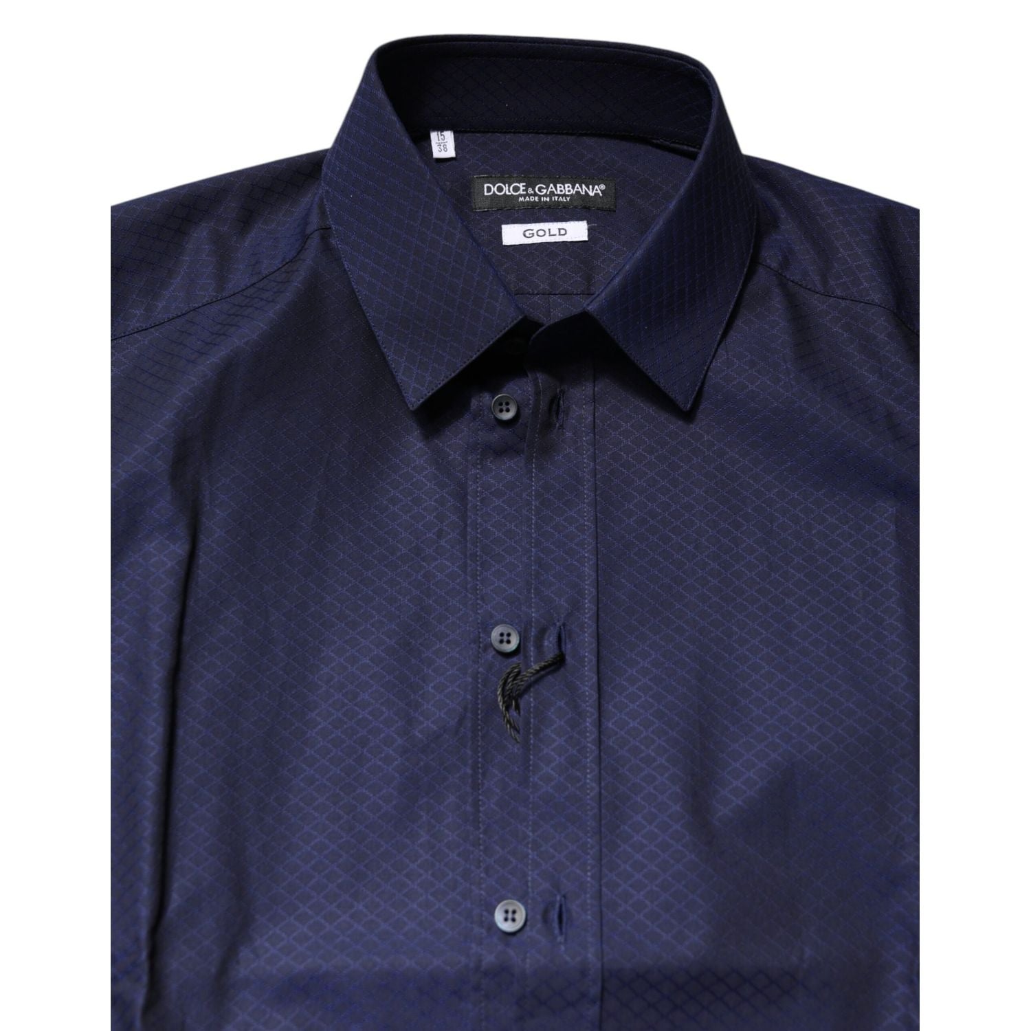 Dolce & Gabbana Blue GOLD Cotton Long Sleeves Men Dress Shirt