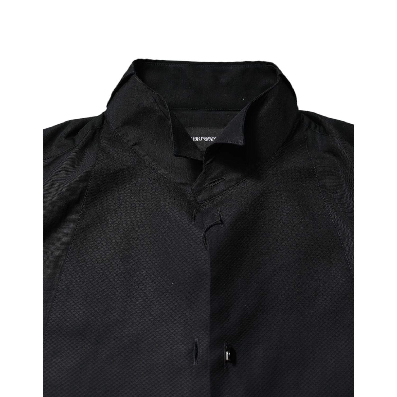 Emporio Armani Black Cotton Long Sleeves Men Formal Dress Shirt