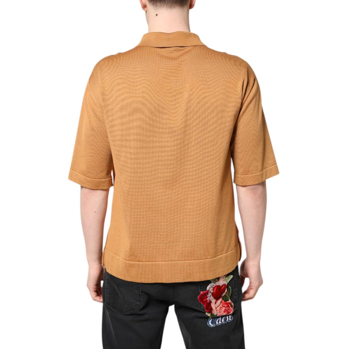 Dolce & Gabbana Brown Floral Collared Short Sleeve T-shirt