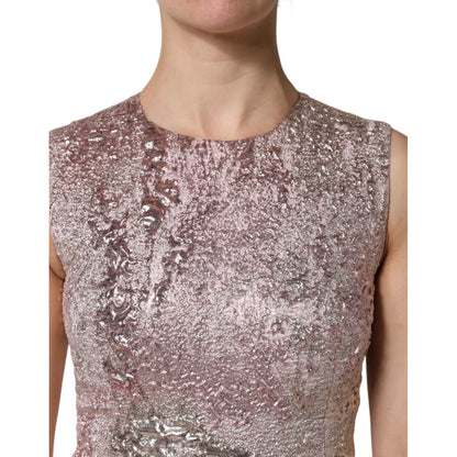 Dolce & Gabbana Pink Jacquard Sleeveless Sheath Mini Dress
