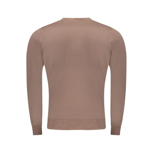 Cavalli Class Brown Viscose Men Sweater showcasing the back, featuring long sleeves and rich brown hue for elegant style.