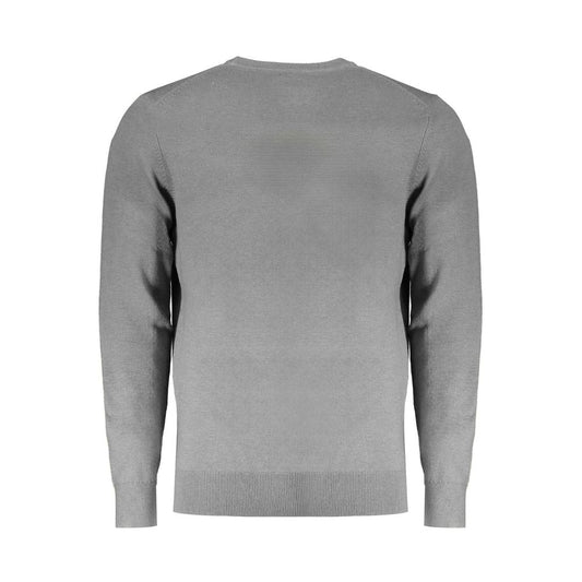 Norway 1963 gray polyester men's sweater, long-sleeved with crew neck and subtle logo, offering casual sophistication and comfort.