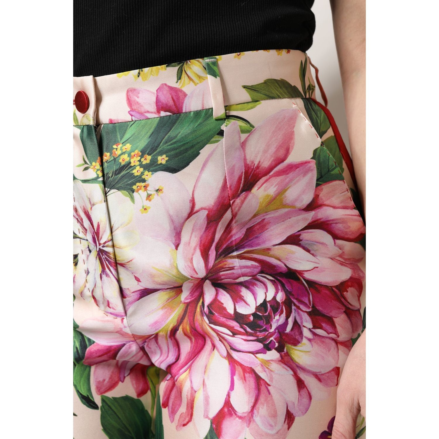 Dolce & Gabbana Multicolor Floral High Waist Straight Pants
