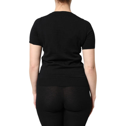 Dolce & Gabbana Black Cotton Round Neck Short Sleeve T-shirt