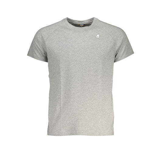 K-WAY gray cotton men's t-shirt with crew neck and logo, perfect for casual style and comfort.