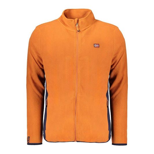 Norway 1963 orange polyester men's sweater with contrasting details and logo applique, perfect for modern trendsetters.