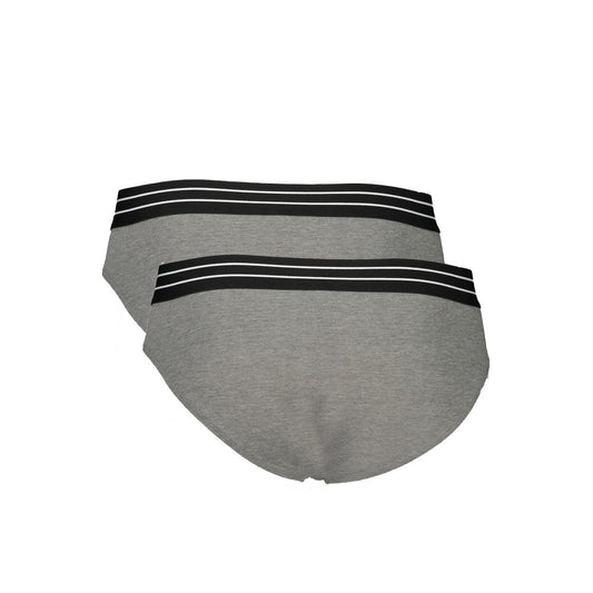 Cavalli Class gray cotton men's underwear with elastic waistband, luxury and comfort bi-pack for modern men.