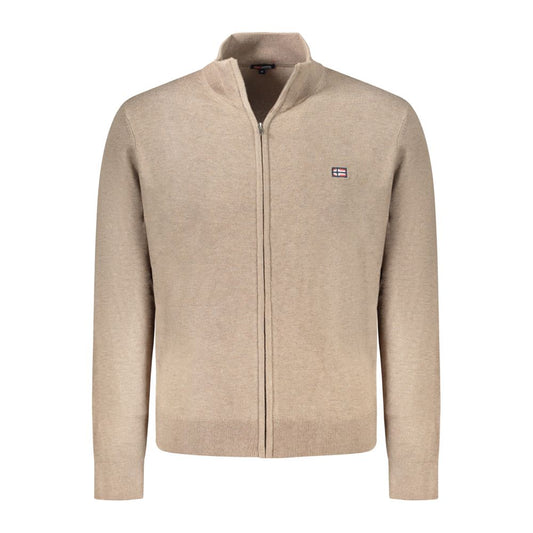 Norway 1963 brown polyamide men's cardigan with embroidery and logo, long sleeves, perfect for cool days with sleek zip closure.