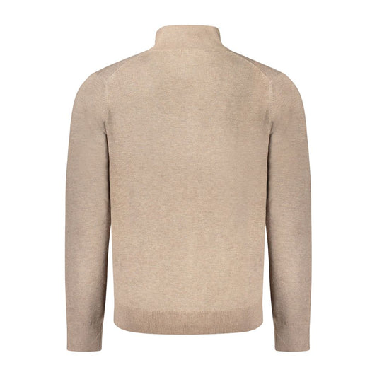 Back view of Norway 1963 brown polyamide men's cardigan with long sleeves and zip closure.