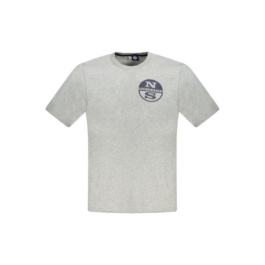 North Sails gray cotton men's T-shirt with logo, crew neck, and short sleeves, perfect for casual fashion-forward style.