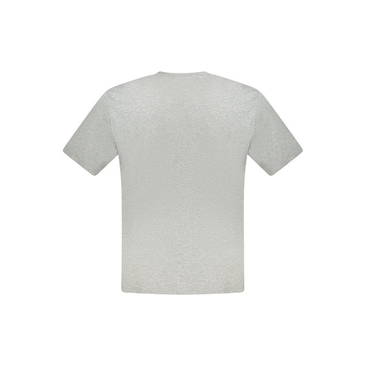 Back view of North Sails gray cotton men's T-shirt with short sleeves and crew neck, featuring classic casual design.