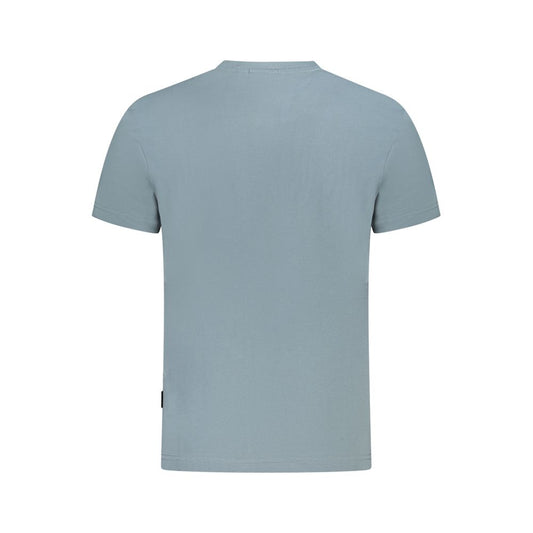 Back view of Napapijri Gray Cotton Men's T-Shirt, showcasing sustainable organic cotton material in a regular fit.