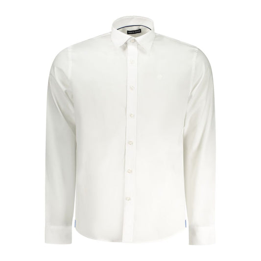 North Sails white cotton men's shirt with Italian collar and button cuffs, perfect for a sophisticated and versatile wardrobe style.