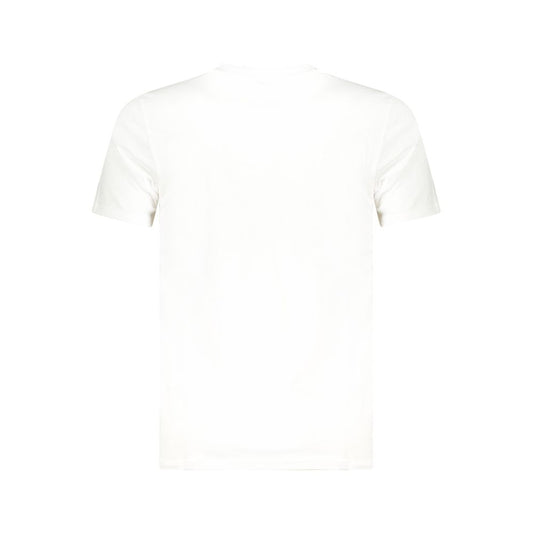 Back view of Cavalli Class white cotton men's t-shirt with short sleeves and crew neck, showcasing its sleek design and premium fabric.