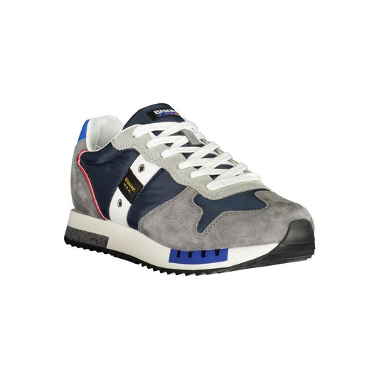 Blauer Gray Leather Men Sneaker with Contrasting Details and Blauer Logo