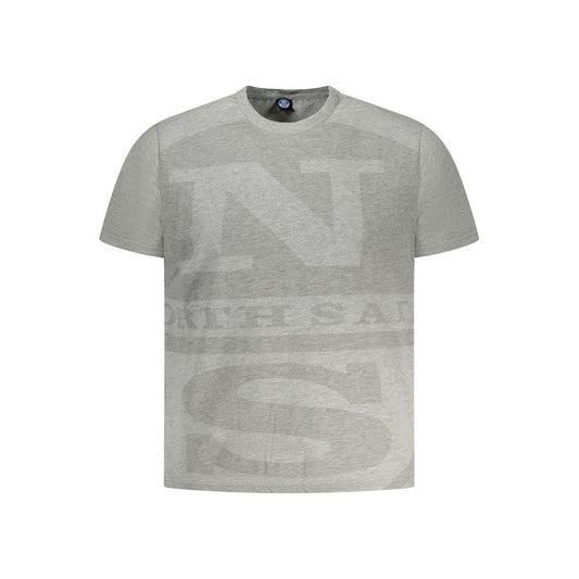 North Sails gray cotton men's T-shirt with bold logo and stylish print.