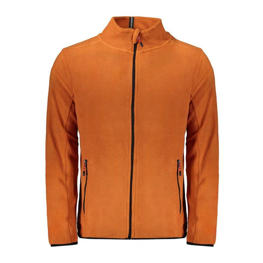 Norway 1963 brown polyester men's sweater with zip pockets and embroidery, ideal for contemporary comfort and style.