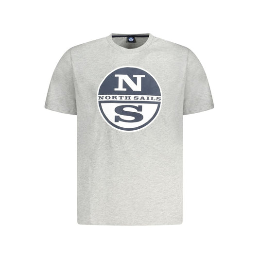 North Sails gray cotton men's T-shirt with logo, stylish and comfortable casual wear.