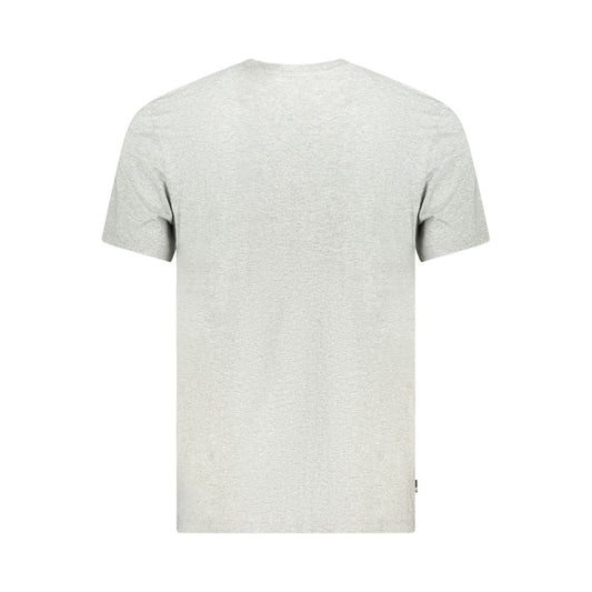 Back view of Timberland gray cotton men's t-shirt featuring a simple, regular fit design perfect for casual style and comfort.