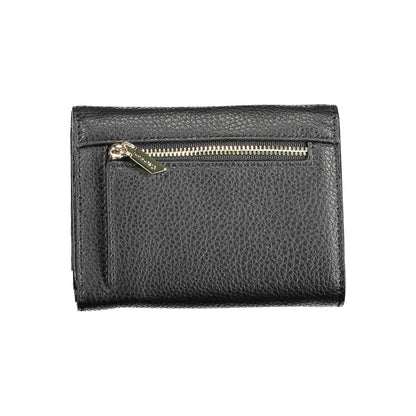 Calvin Klein Black Polyethylene Women Wallet with RFID blocking and zip closure, sleek design in durable material.
