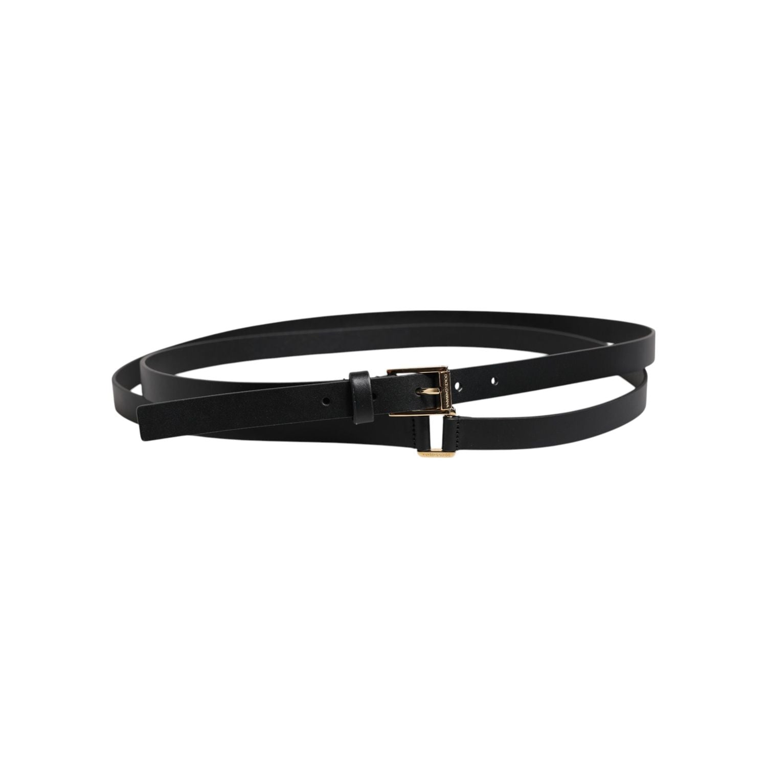 Dolce & Gabbana Black Classic Gold Metal Logo Buckle Belt