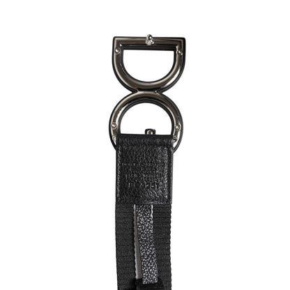 Dolce & Gabbana Black Polyester Logo Print DG Buckle Belt