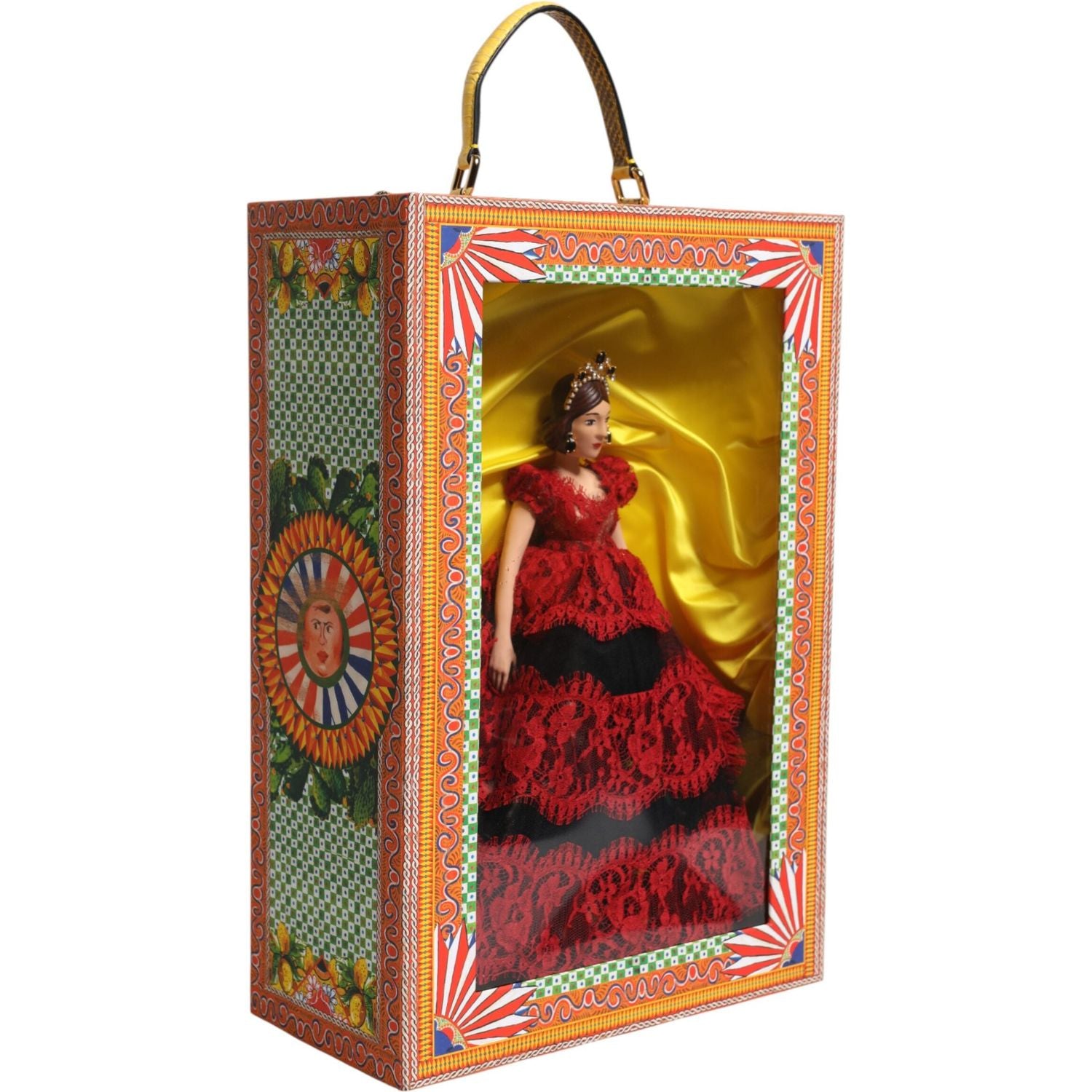 Front view with bag zipped and handles upright.