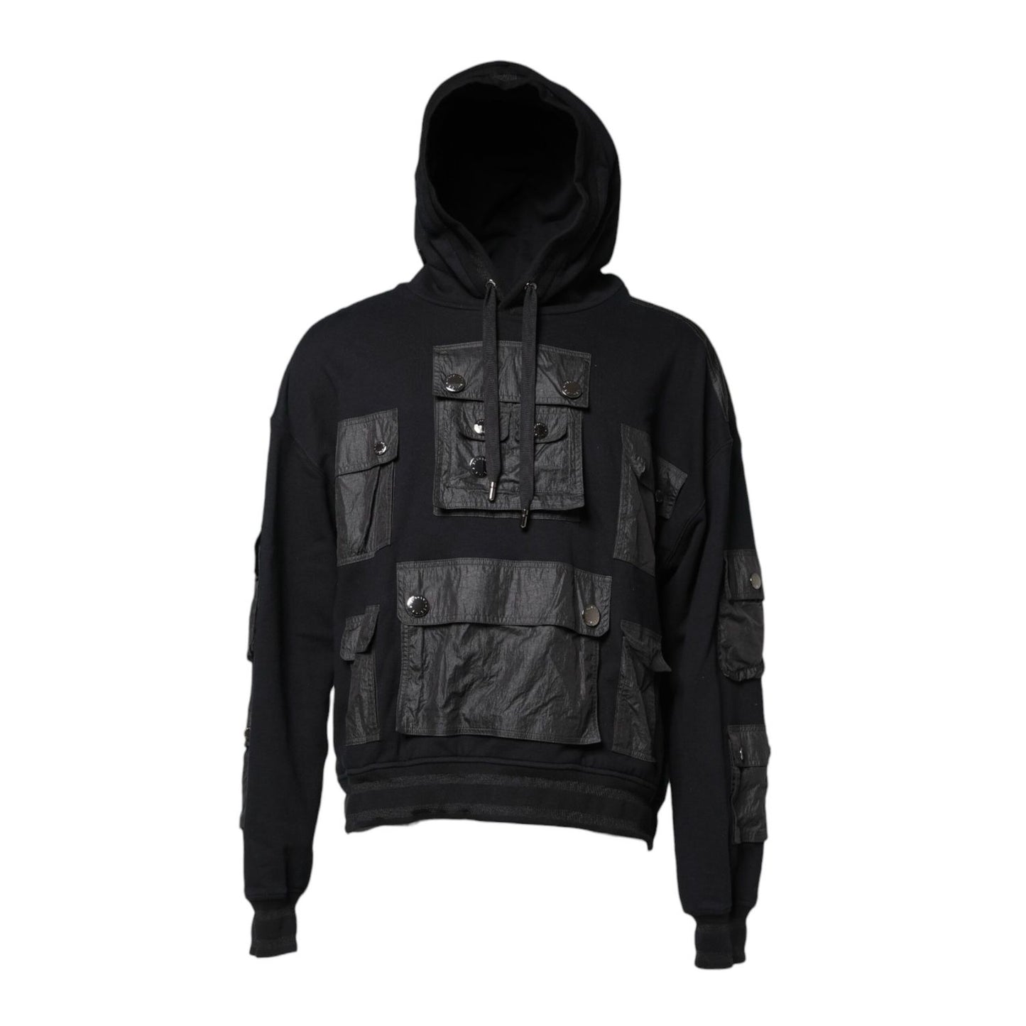 Dolce & Gabbana Black Cotton Hooded Sweatshirt Sweater