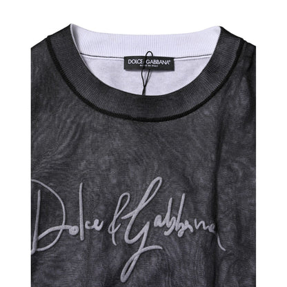 Dolce & Gabbana Black White Logo Knitted Pullover Sweater