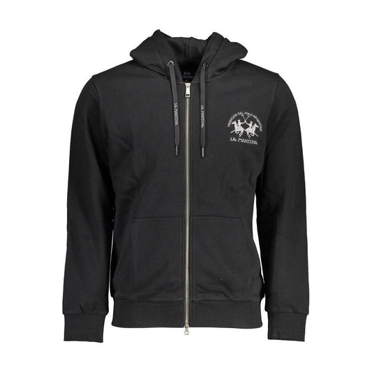 La Martina Black Cotton Men Sweater