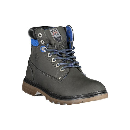 U.S. POLO ASSN. Elegant Gray High Lace-Up Boots with Logo Detail US-24936-EU44/US11