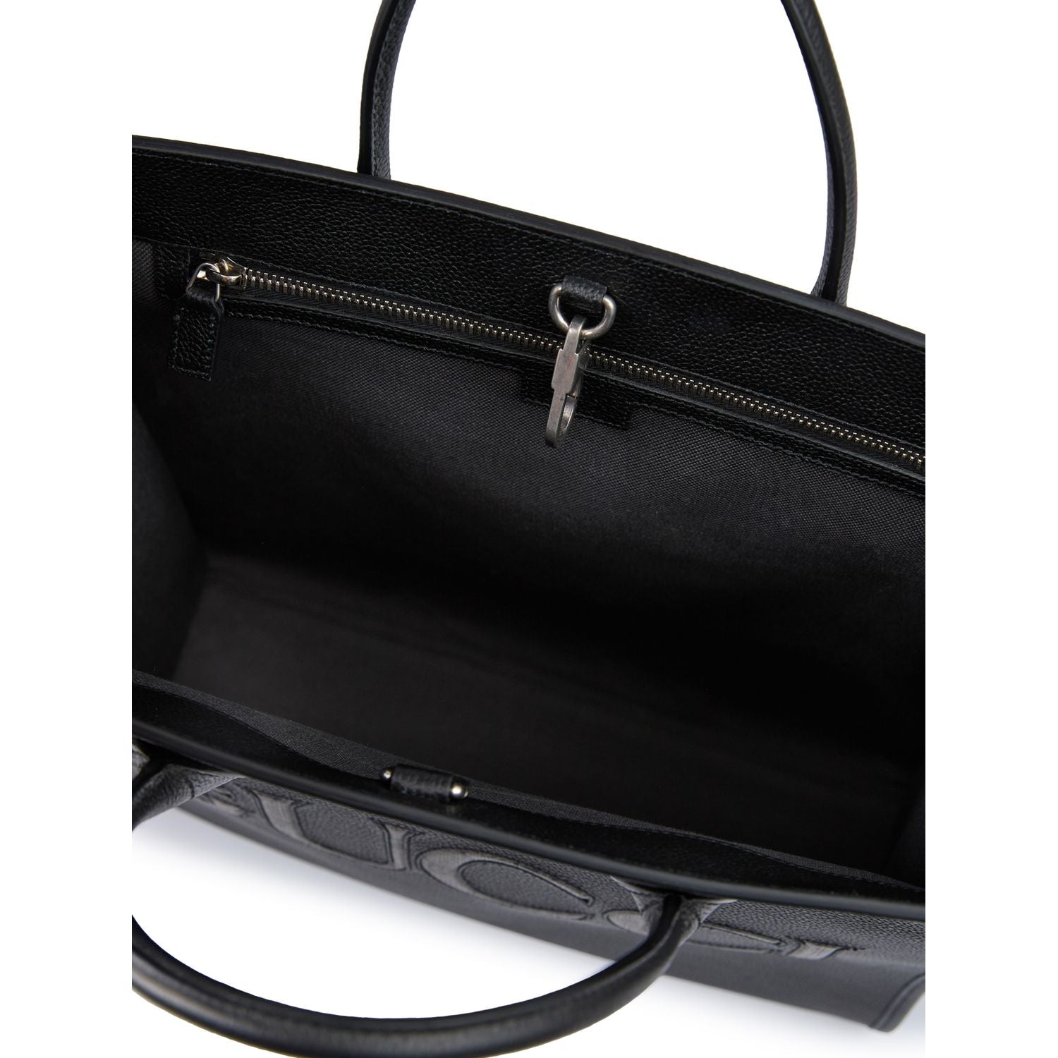 Gucci Black Leather Logo Medium Tote Bag