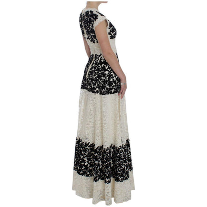 Dolce & Gabbana Floral Lace Ricamo Long Ball Maxi Dress