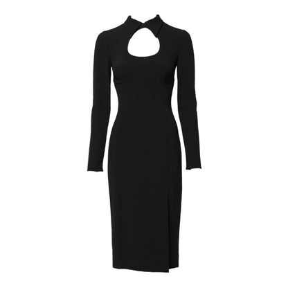 Dolce & Gabbana Black Long Sleeves Bodycon Sheath Midi Dress