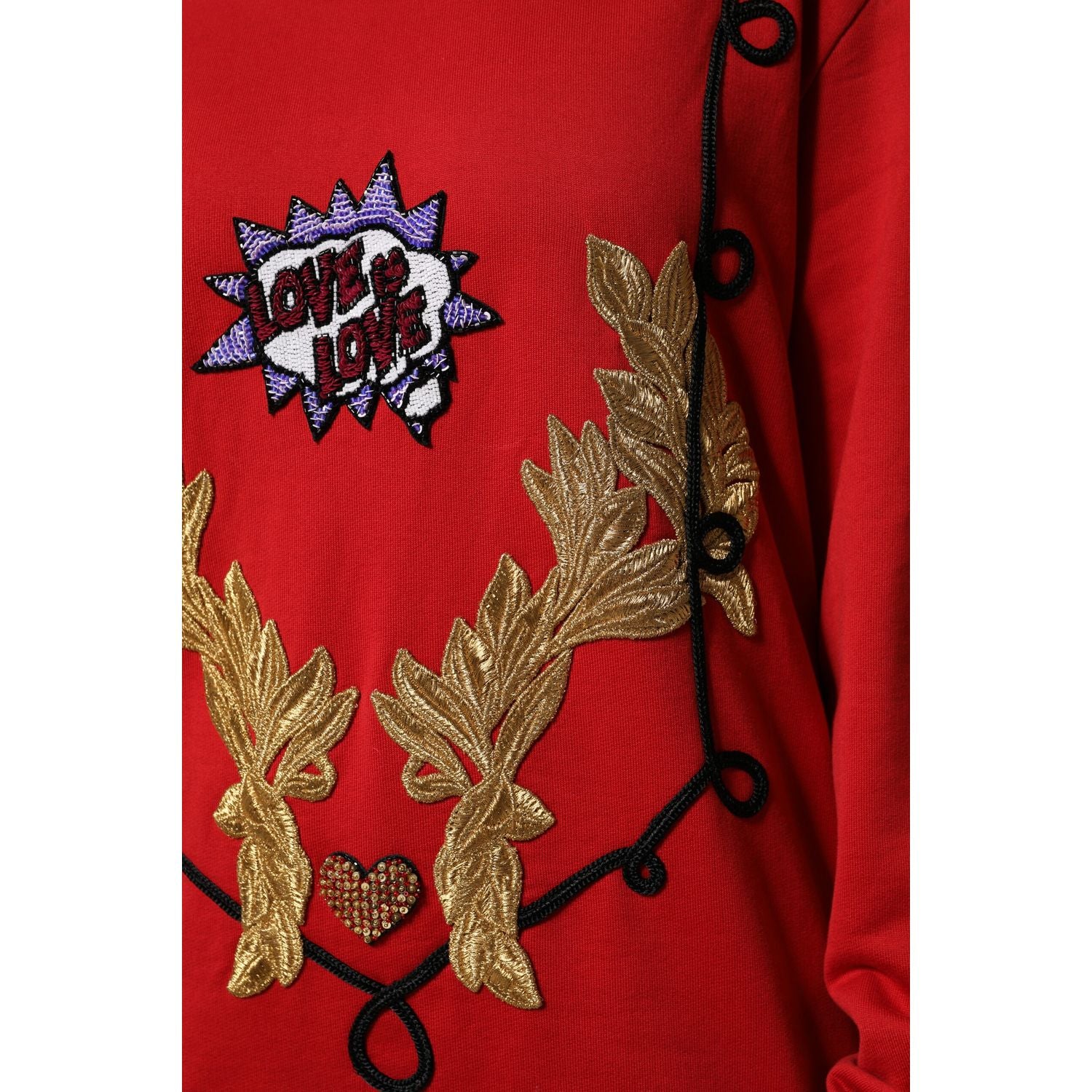 Dolce & Gabbana Red Cotton Queen Sequined Pullover Sweater
