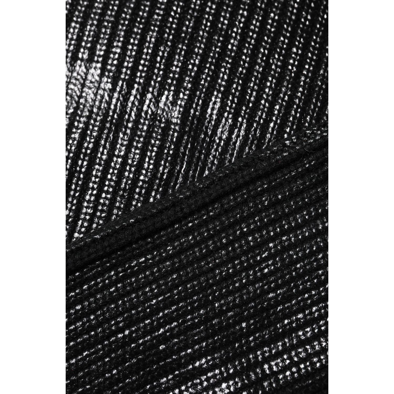 Dolce & Gabbana Black Wool Long Sleeve Turtleneck Cropped Top