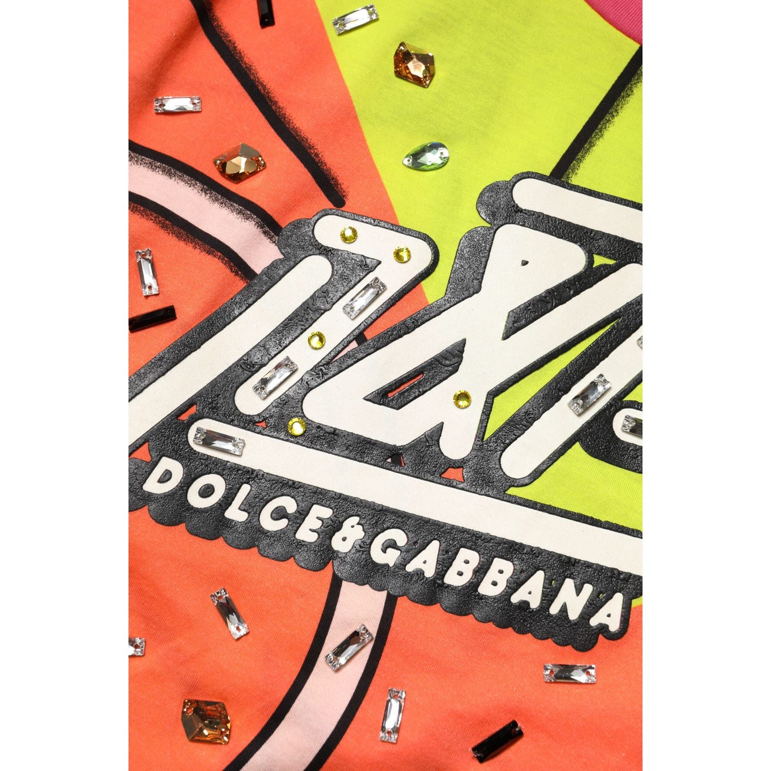 Dolce & Gabbana Multicolor Printed Crystal Embellishment Top